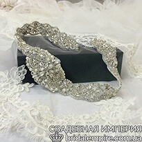 Весільний пояс з каменів, перлів і кристалів 042001
